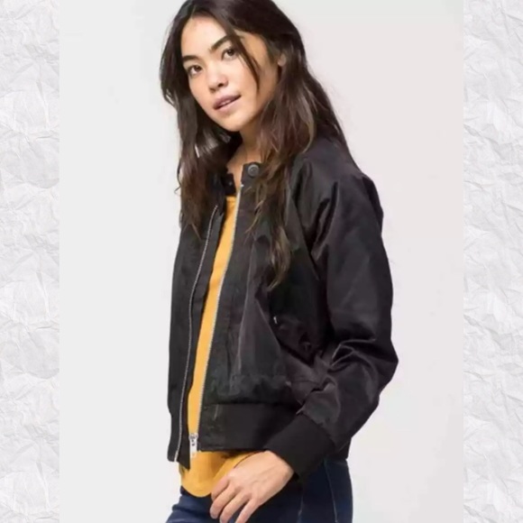 Free People Midnight Zip Up Bomber Jacket